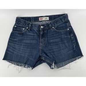 Levi's 550 Women's High Rise Cut Off Blue Denim Shorts Distressed Size 30W
